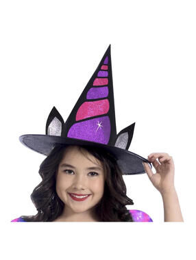 Way To Celebrate Unicorn Witch Girls Halloween Costume Dress/Hat .Small 6/6X.New